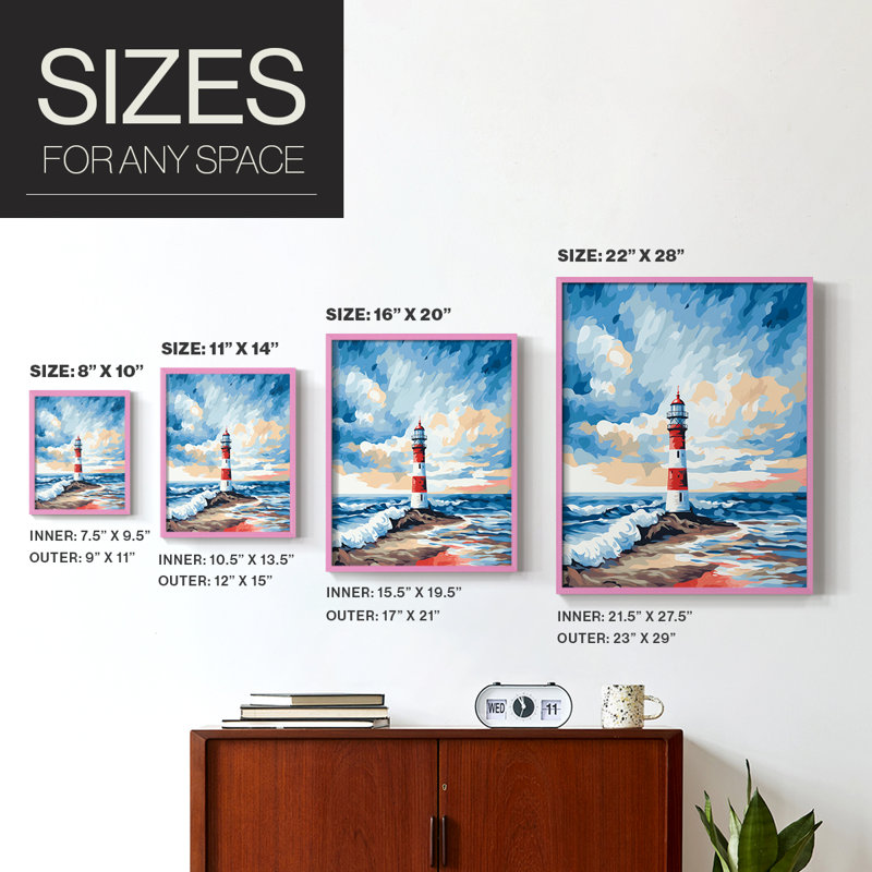 NAUTICAL Series Dxxxi, reproduction encadrée - bois massif, H 21 po x l 17 po, Rose