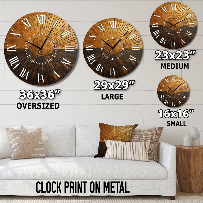 Bronze Brilliance Symetry IV - Abstract Shapes White Face Wall Clock, Oversized
