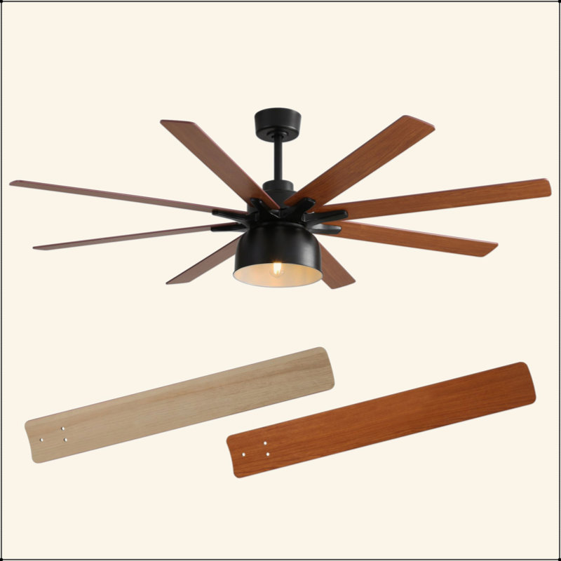 Ventilateur de plafond 52 pouces avec vent 6 vitesses et 2 pales à deux couleurs avec moteur à courant continu réversible et télécommande