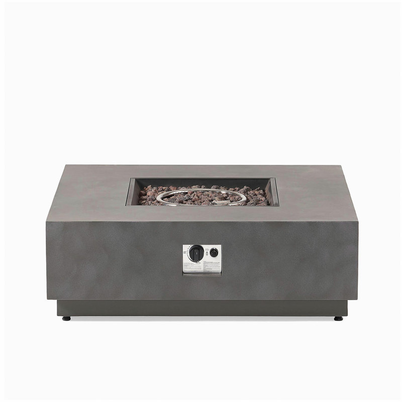 Square Iron Fire Pit - 50,000 Btu, Stone Gray