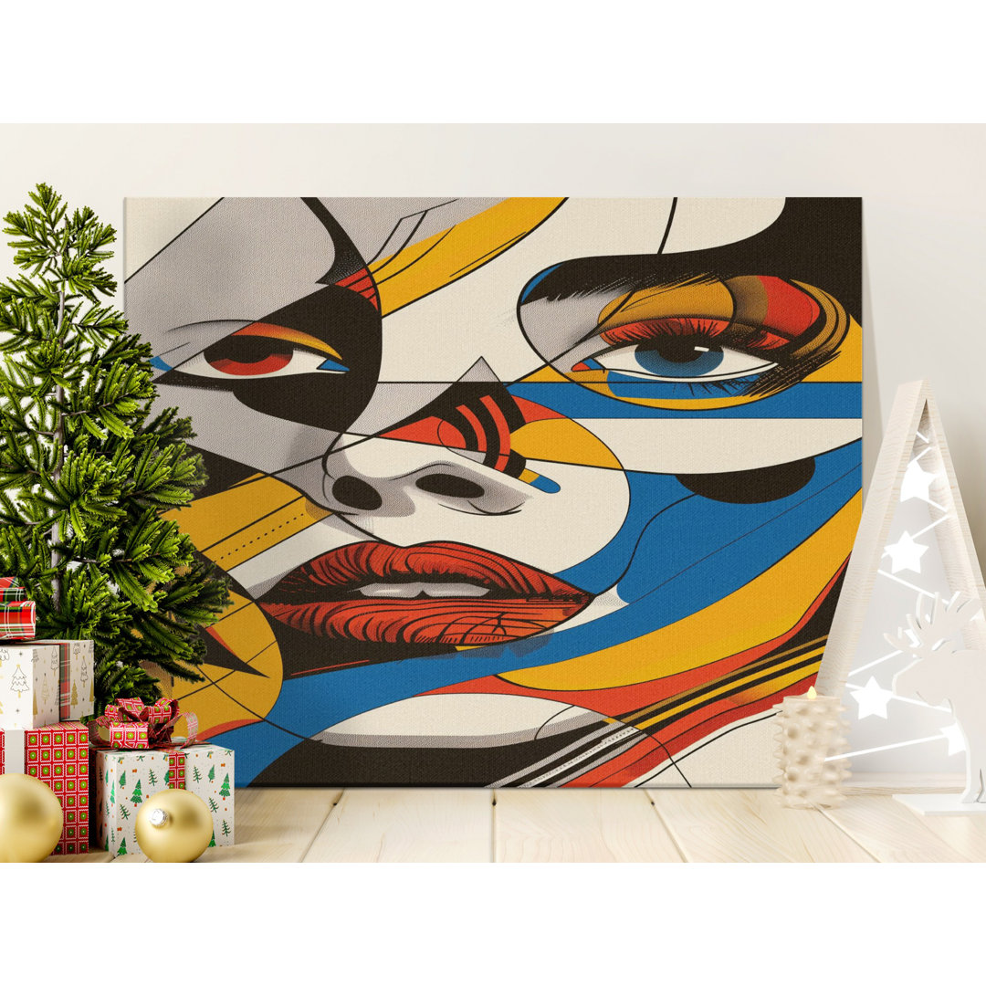 Abstract Face Canvas Wall Art, Gallery Wrapped, Modern Art Print, Ready to Hang, Archival Inks, Colorful Face Art