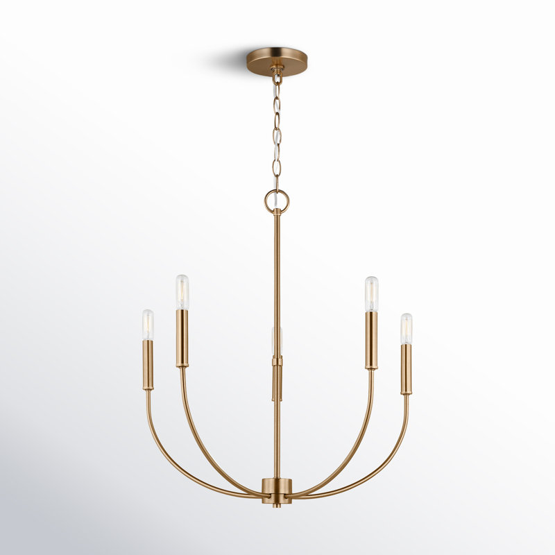 Lustre à cinq lumières Kendrey, Laiton satiné