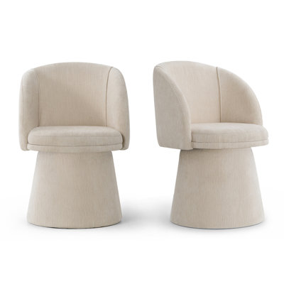 2-Piece Upholstered Swivel Accent Chair Set With Barrel Back
