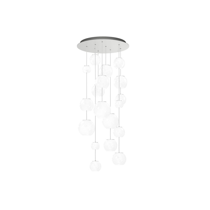 Oto 9 - Light Pendant, White Striped, Satin Nickel