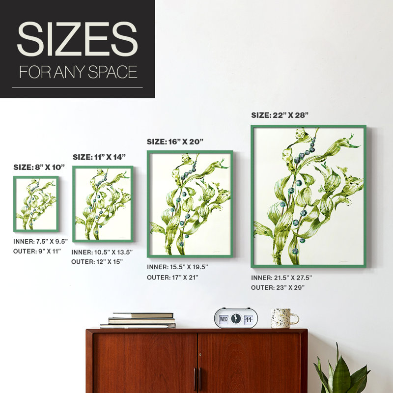 Sea Grapes, reproduction encadrée - bois massif, H 15 po x l 12 po, Vert