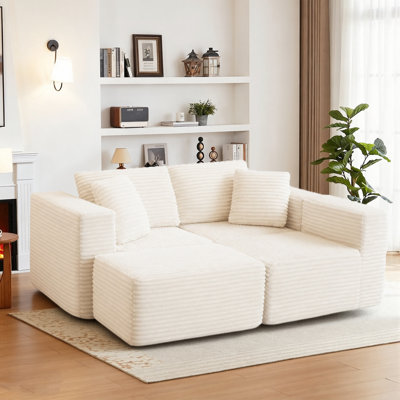 91.1'' W No Assembly Modular Compression-boneless Sectional Sofa With Removable Ottoman Chaise Lounge