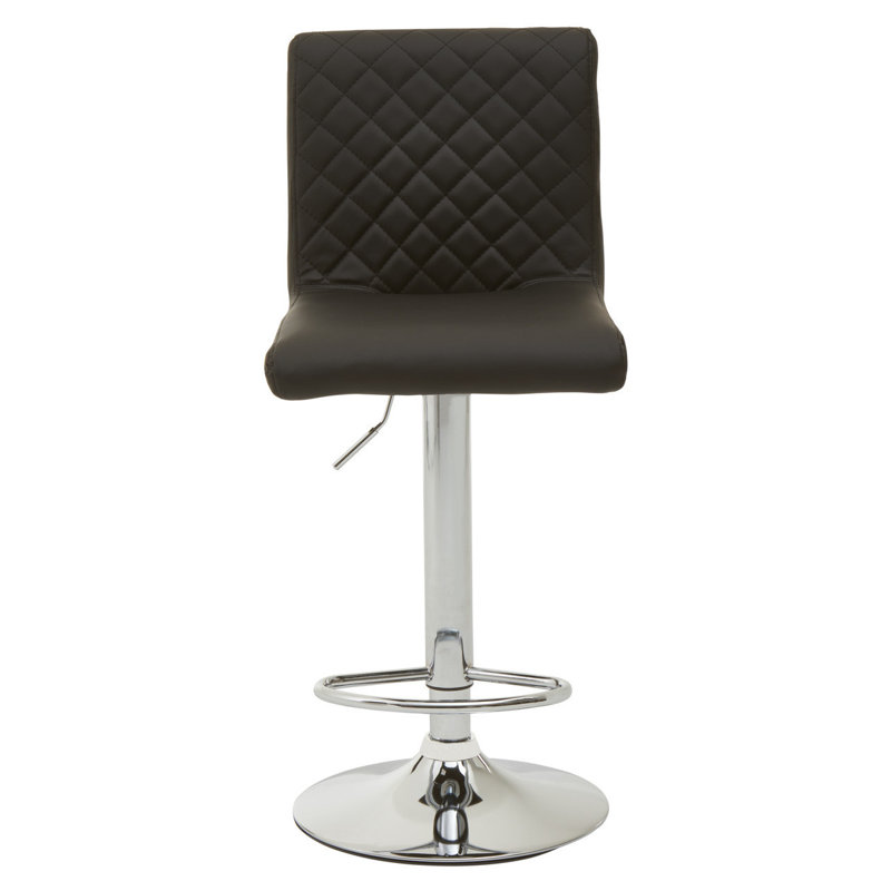 Wilksboro Swivel Upholstered Adjustable Height Counter Stool with Metal Frame, Black, Silver