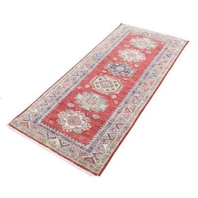 2.7x6 ft Handknotted Wool Runner Rug, Red Corridor Runner, Stair Runner Rug, Kitchen Runner Rug