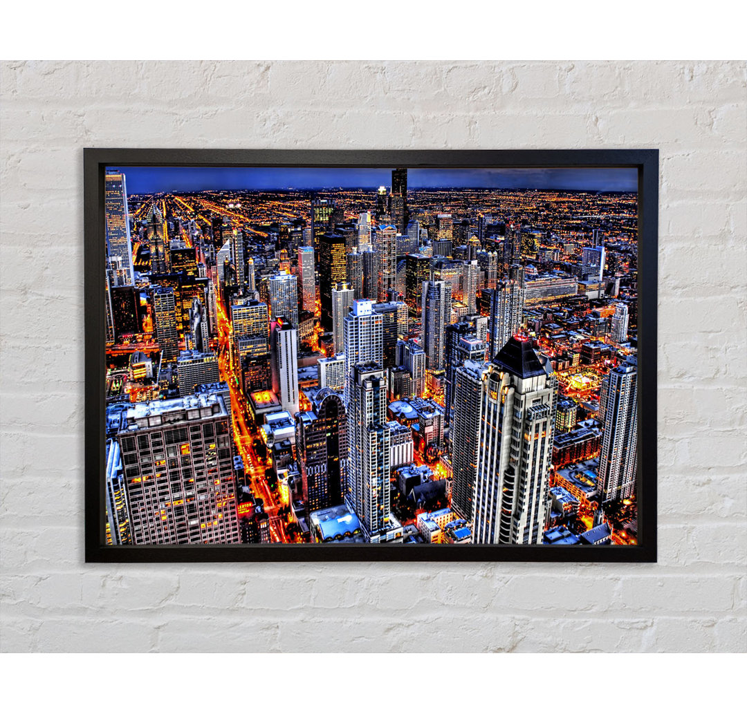 Chicago Illinois Night Lights - Einzelner Bilderrahmen Kunstdrucke auf Leinwand