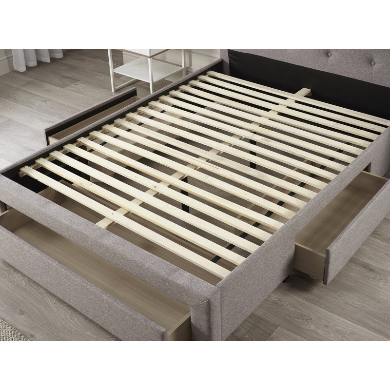 Nido Upholstered Storage Bed, Double (4'6), Light Grey