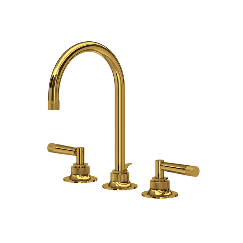 Graceline® Widespread Bathroom Faucet with Drain Assembly, Unlacquered Brass, Lever