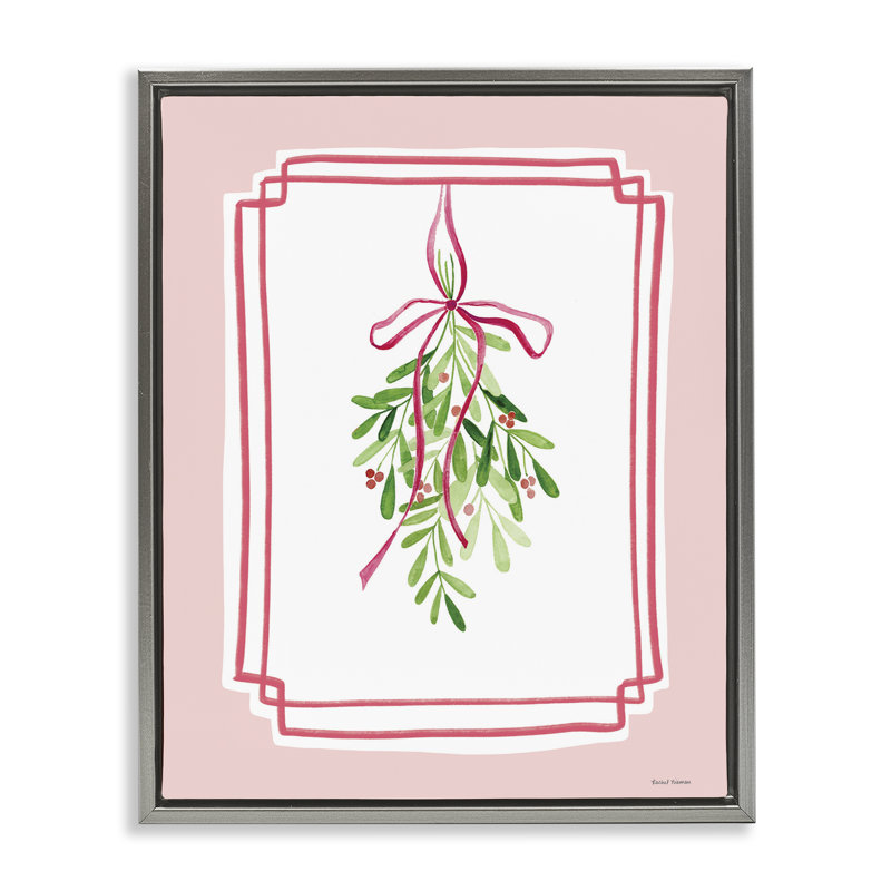 Gui sur cadre flottant rose pastel, design par Rachel Nieman, H 31 po x l 25 po, Cadre flottant gris lustré