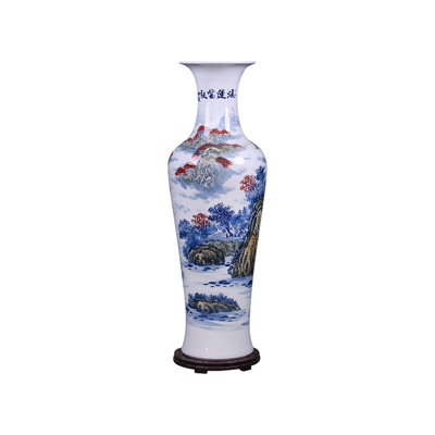 70.87"Jingdezhen ceramic floor-mounted "Good Fortune Ahead" large vase