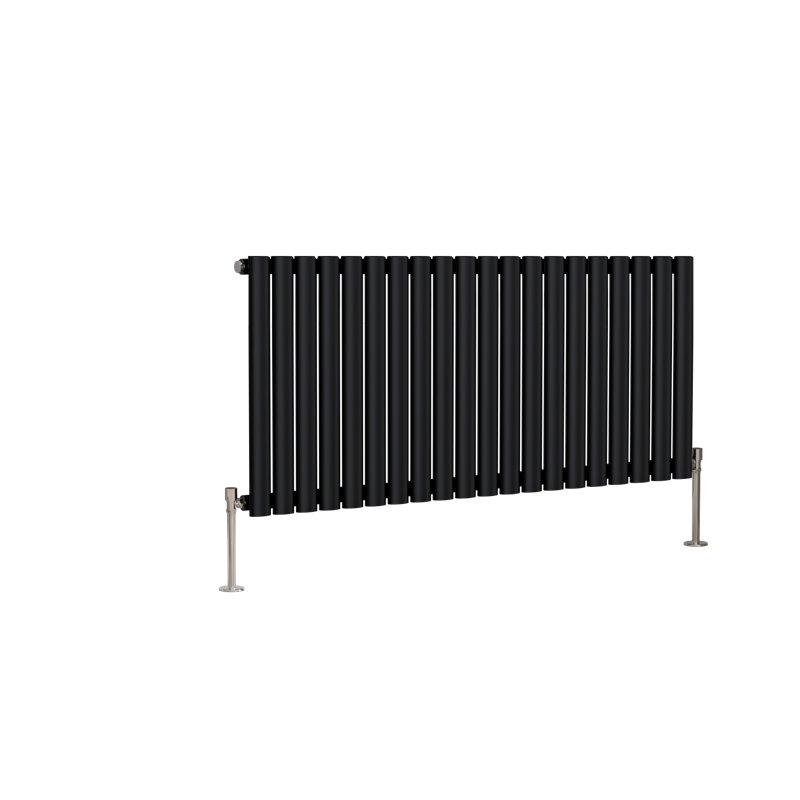 Shirly Horizontal Oval Panel Radiators, Normal Black, 60cm H x 118cm W, 1