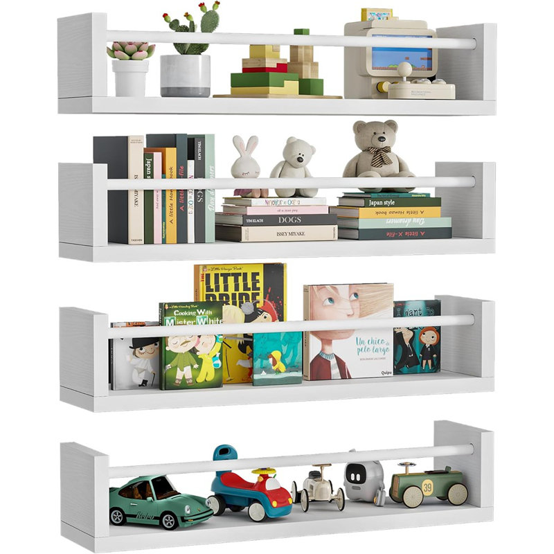 Ensemble de 4 étagères à livres flottantes pour chambre de bébé et rangement de jouets