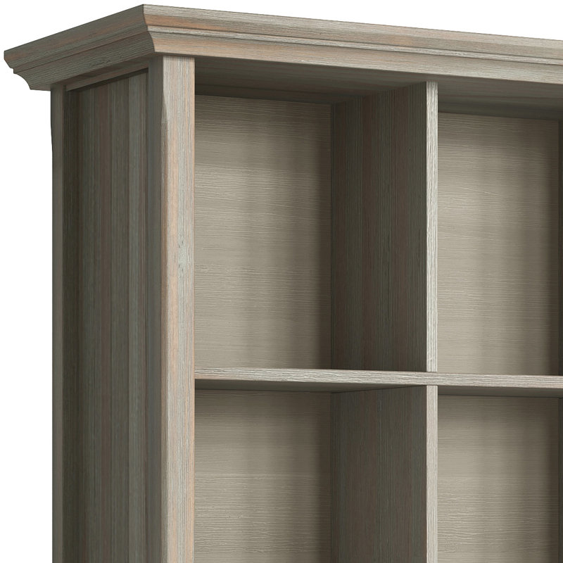Acadian 44"W Solid Wood 9 Cube Storage Bookcase with Fixed Shelves, Distressed Grey