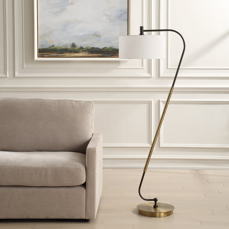 Cathelene Curved Brass Floor Lamp