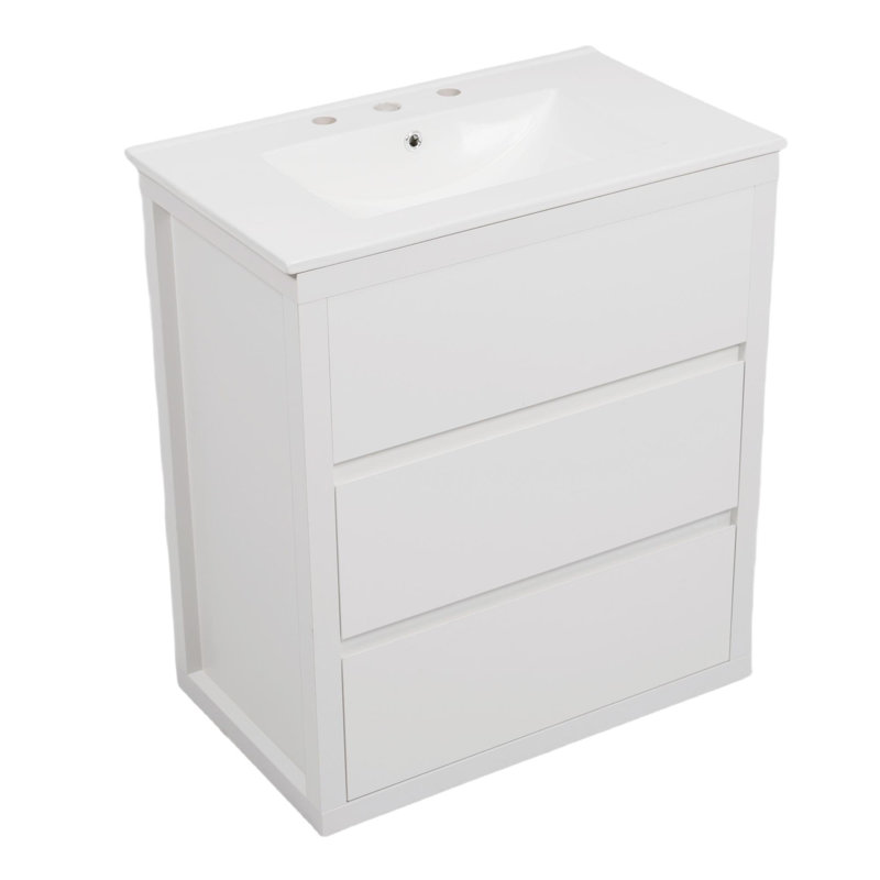 Meuble-lavabo 30 po avec lavabo et tiroirs, Blanc