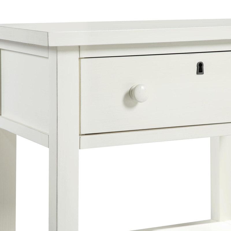Table de chevet à 1 tiroir Finley - Blanc antique, Blanc antique