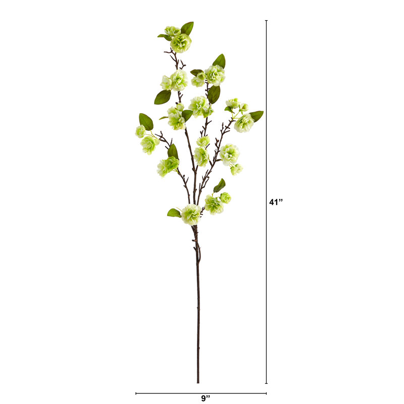 Fleur artificielle de fleurs de cerisier 41 po (ensemble de 3), Vert clair