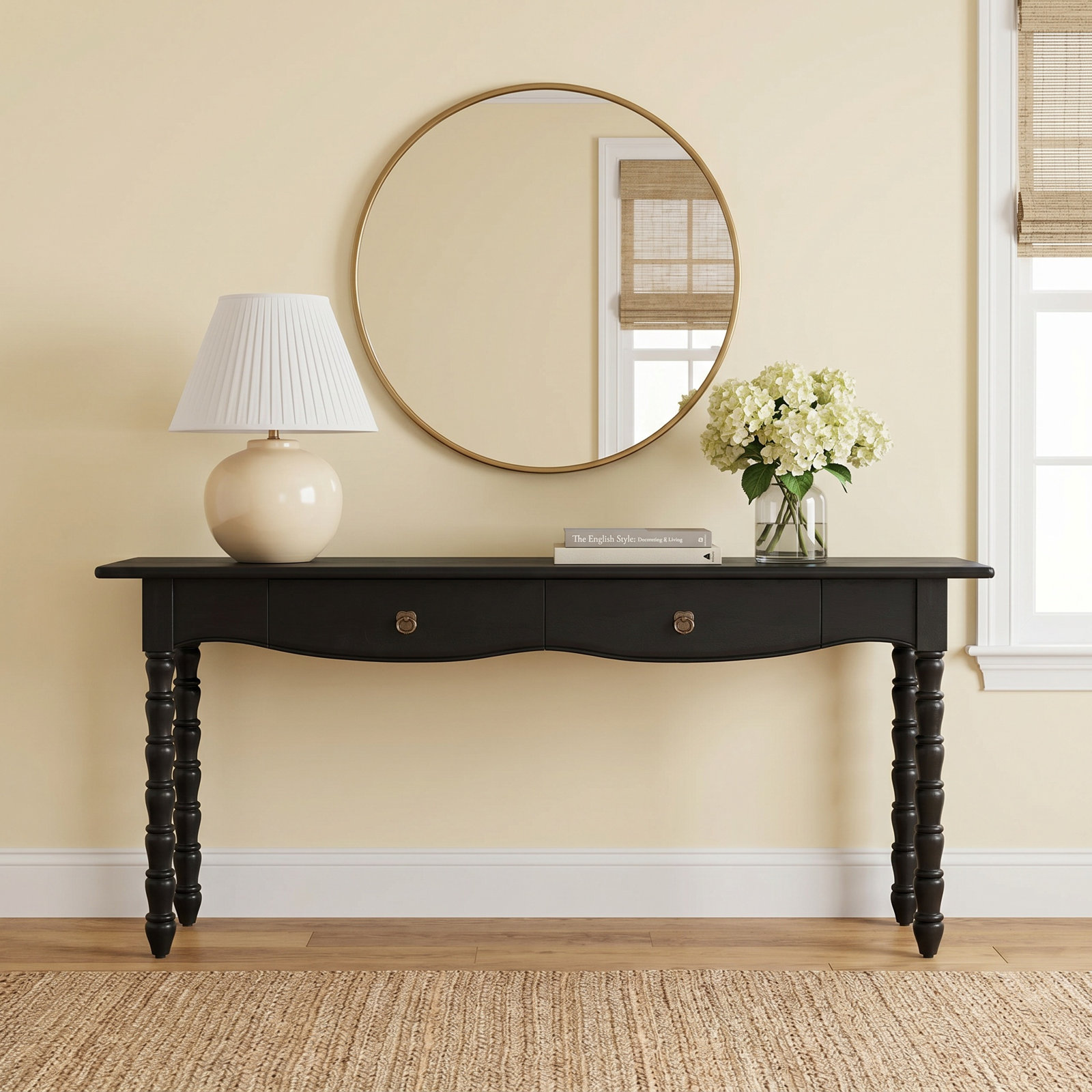 Isabel Console Table, Black, 24'' H X 24'' W X 76'' D