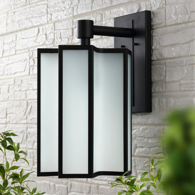 Lanterne murale d'extérieur en verre noir givré