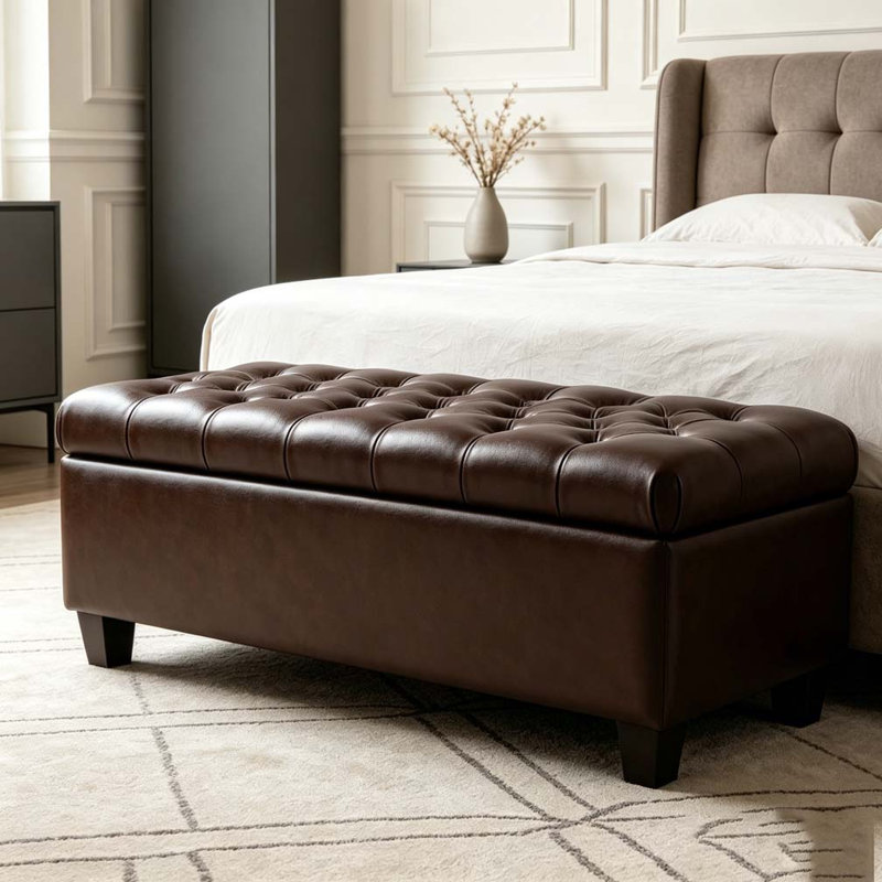 50.25" Storage Ottoman Bench, Brown