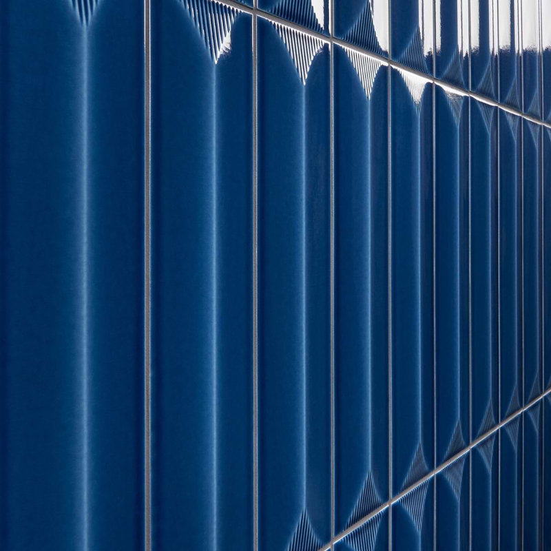 Colorplay Inflex 4.5x18 3D Crackled Glossy Ceramic Tile, Nautical Blue