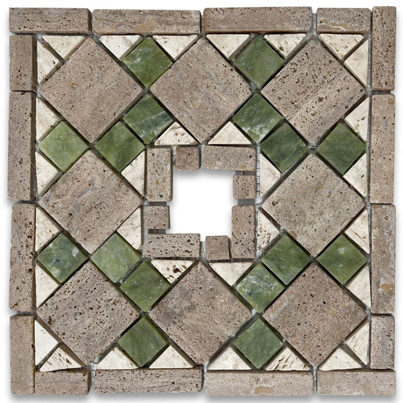 Carrelage mural en mosaïque 8 po x 8 po, Jaune / beige / vert