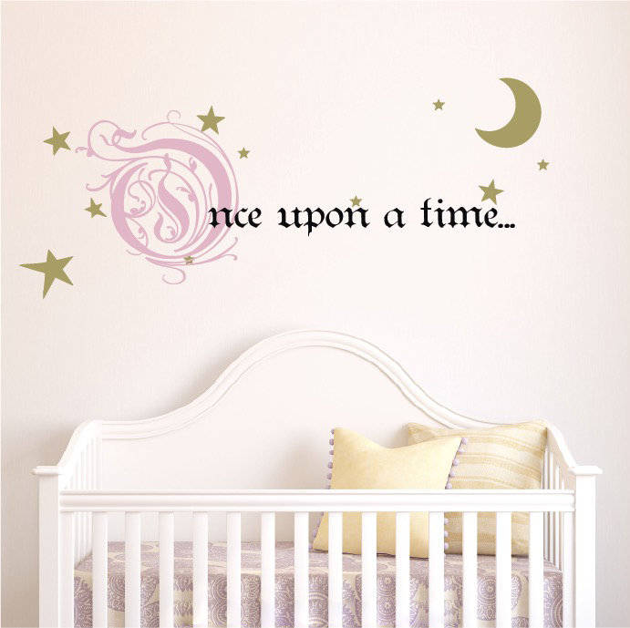 Décalcomanie murale une fois sur un temps, Rose / or / noir, H 9 po x l 22 po x P 0,01 po