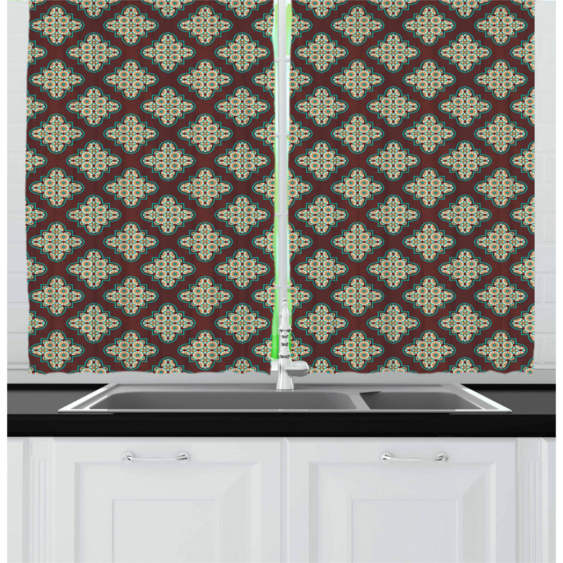 Damask Tailored Kitchen Curtain