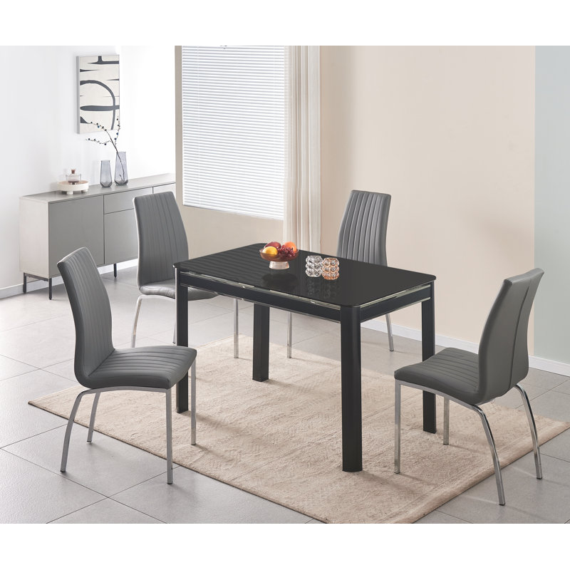Natifah 4 - Person Dining Set, Grey/Silver