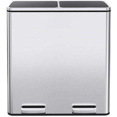 Poubelle en acier inoxydable Gallon, double compartiment, poubelle de cuisine en métal, poubelle double en métal, poubelle à domicile, seaux à doublure amovibles