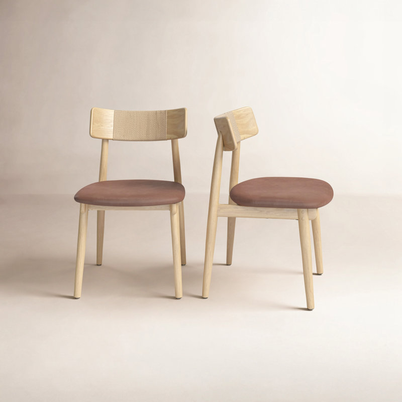 Sakina Leather Low Back Side Chair, Brown, Natural
