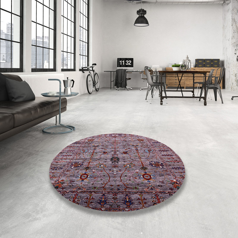 Tapis oriental mauve futuriste, Rond 7 pi