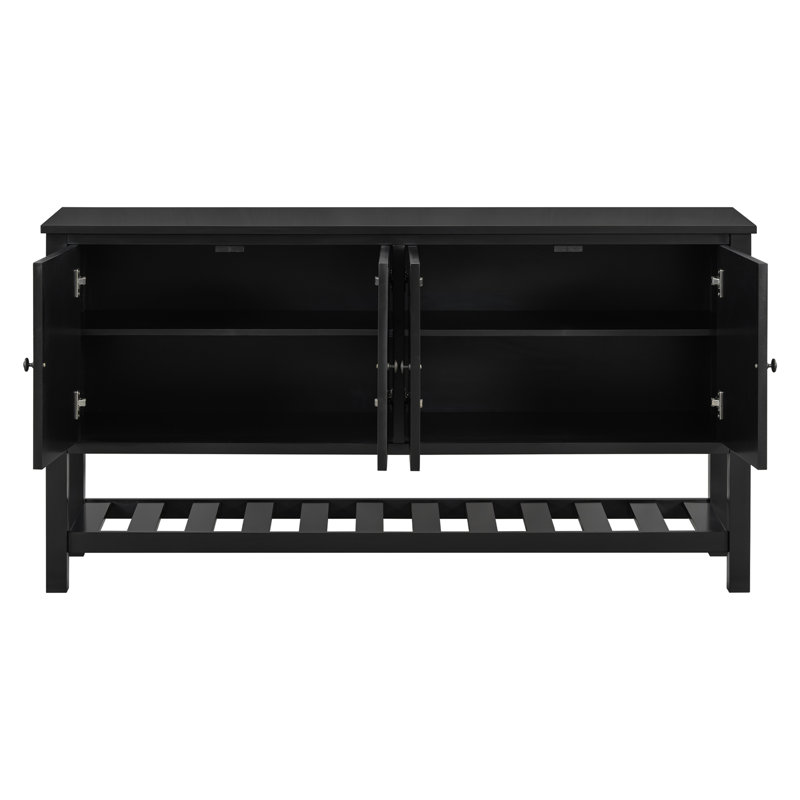 Elegant Entryway Table with Polygonal Door Design, Black