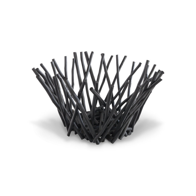 Wood Decorative Bowl in Black, 10" H x 20" W x 20" D