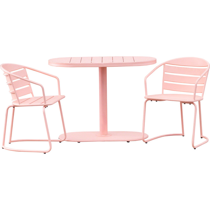 Gunner 2 - Person Patio Dining Set with Oval Table, Coral