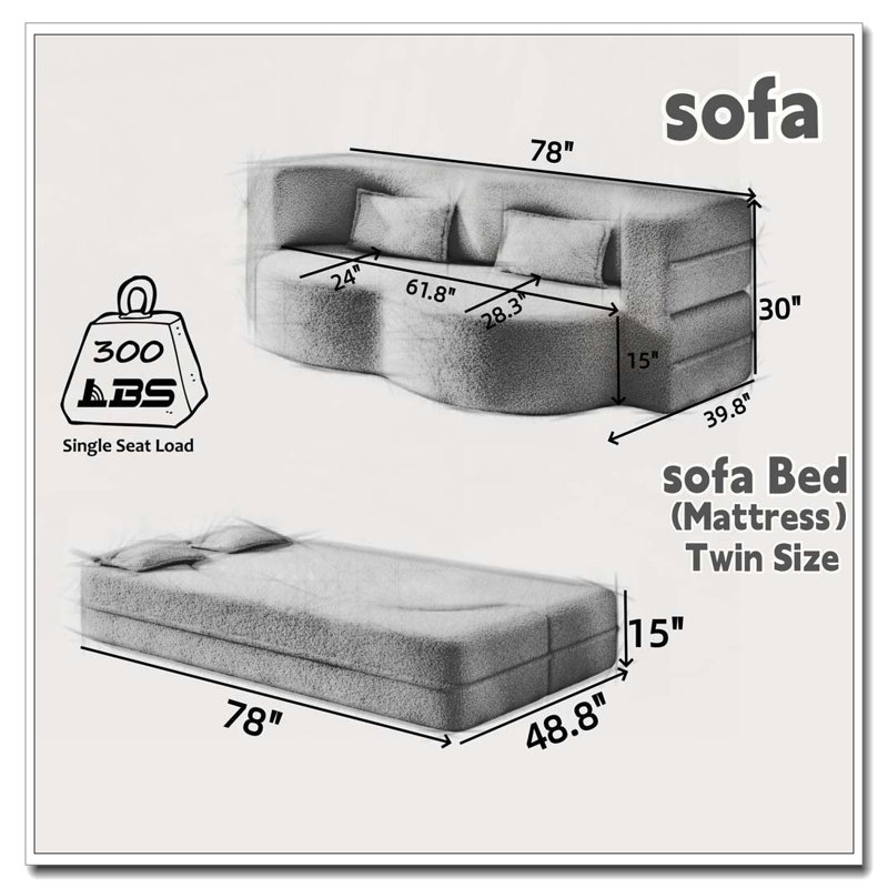Canapé moderne avec 2 coussins, Beige et blanc, Velours côtelé