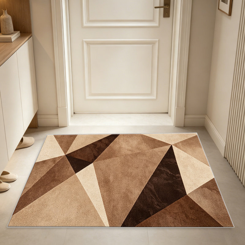 Brown and Beige Geometric Triangle carpet-easy to clean, machine-washable, soft and comfortable; suitable for door mats, kitchens, living rooms, bedrooms, corridors, and laundry areas. Easy to clean, durable carpet for home decoration.