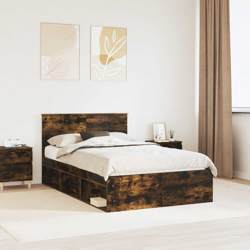 Bed, Small Double (4'), Smoked Oak