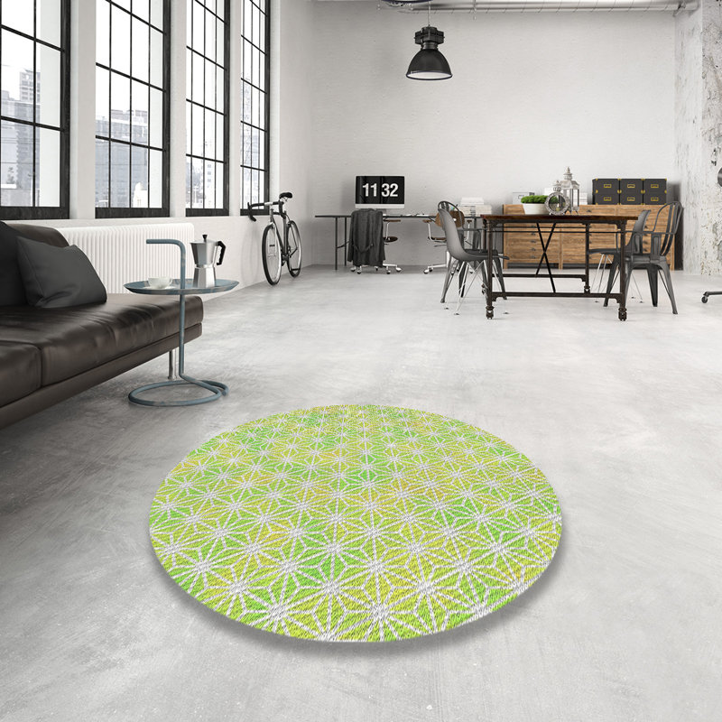 Tapis vert à motif géométrique Satterblanc, Rond 6 pi