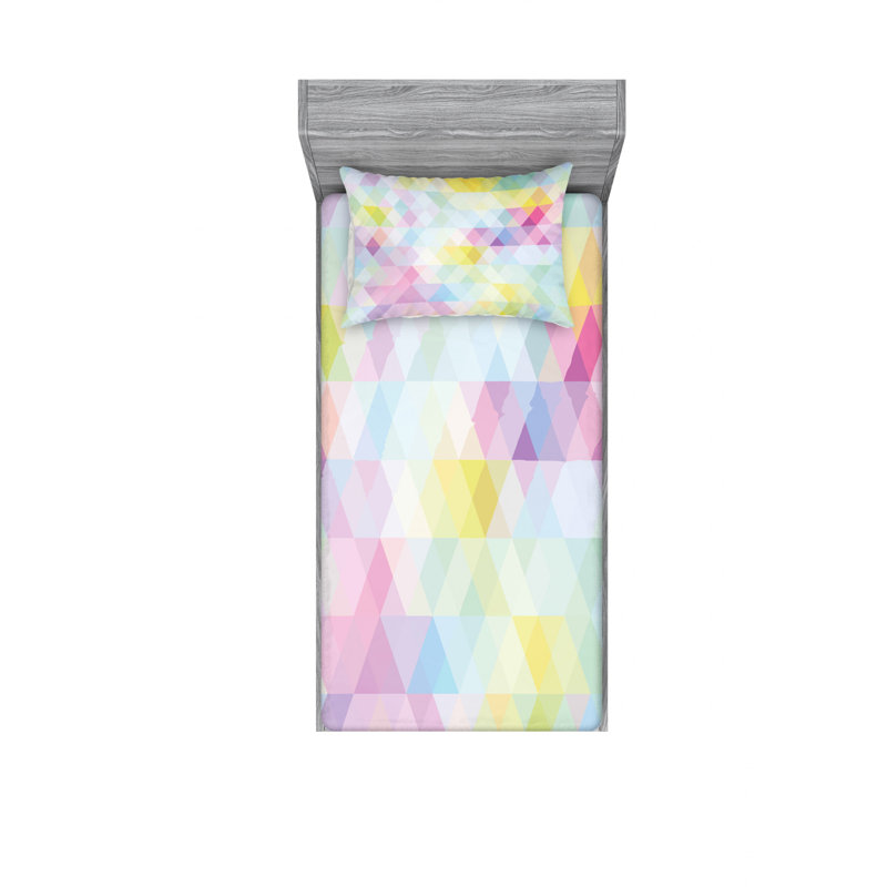 Microfiber Geometric Sheet Set, Twin Sheet Set with Fitted Sheet