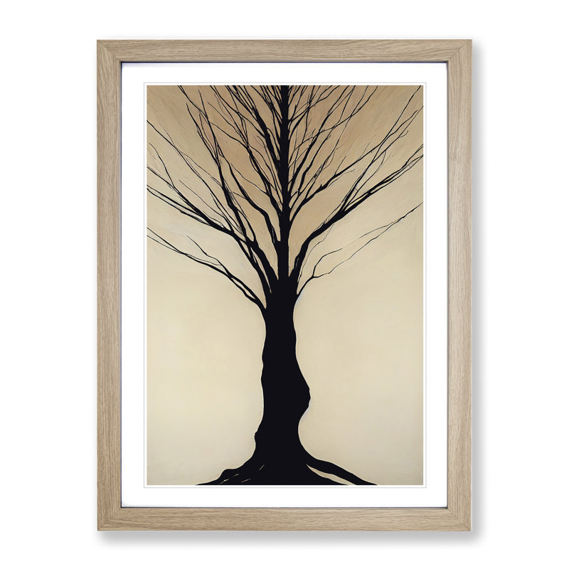 Simplistic Tree - Framed Print, 34cm H x 25cm W x 2cm D, Oak Framed