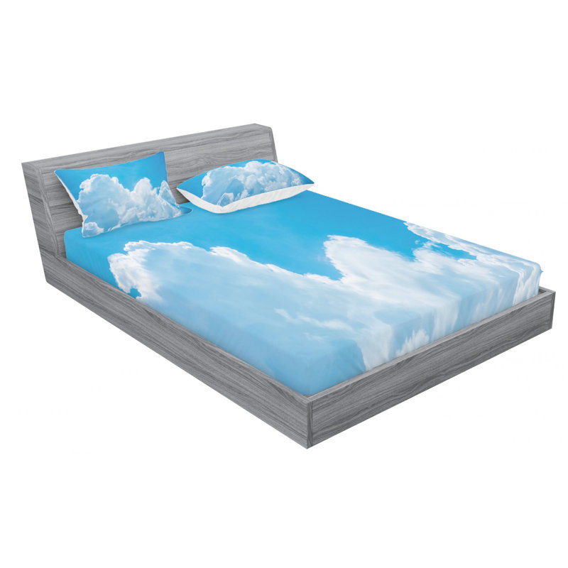 Clouds Microfiber Sheet Set, Queen Sheet Set with Fitted Sheet