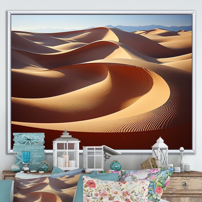 Desert Sand Bliss II sur toile, Cadre flottant blanc, H 12 po x l 20 po