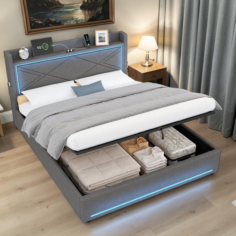 Upholstered Ottoman Storage Bed, Kingsize (5')