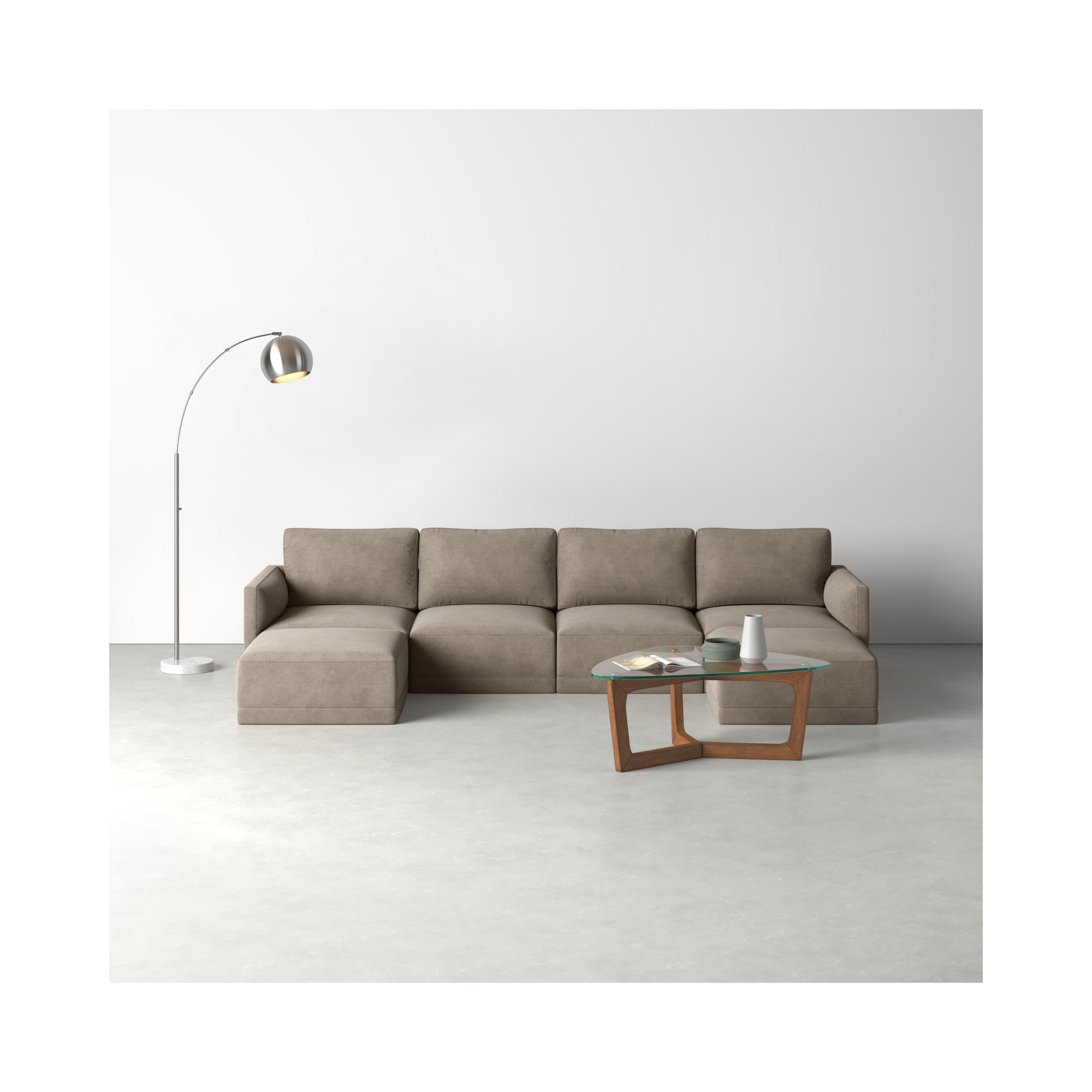 Deirdre Modular Upholstered U-Sectional, Taupe Velvet