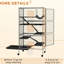 6 abris de sécurité pour petits animaux 63 "- cage pour furet et chinchilla avec, 6 portes, support solution amovible, plateau de protection en acier gris, roulant,