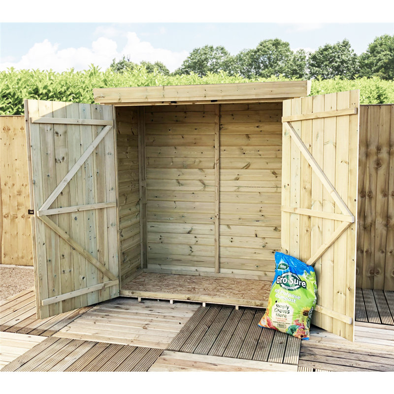 Chirezza 6' x 2' 7" Windowless Pressure Treated Tongue And Groove Tall Pent Store With Double Doors